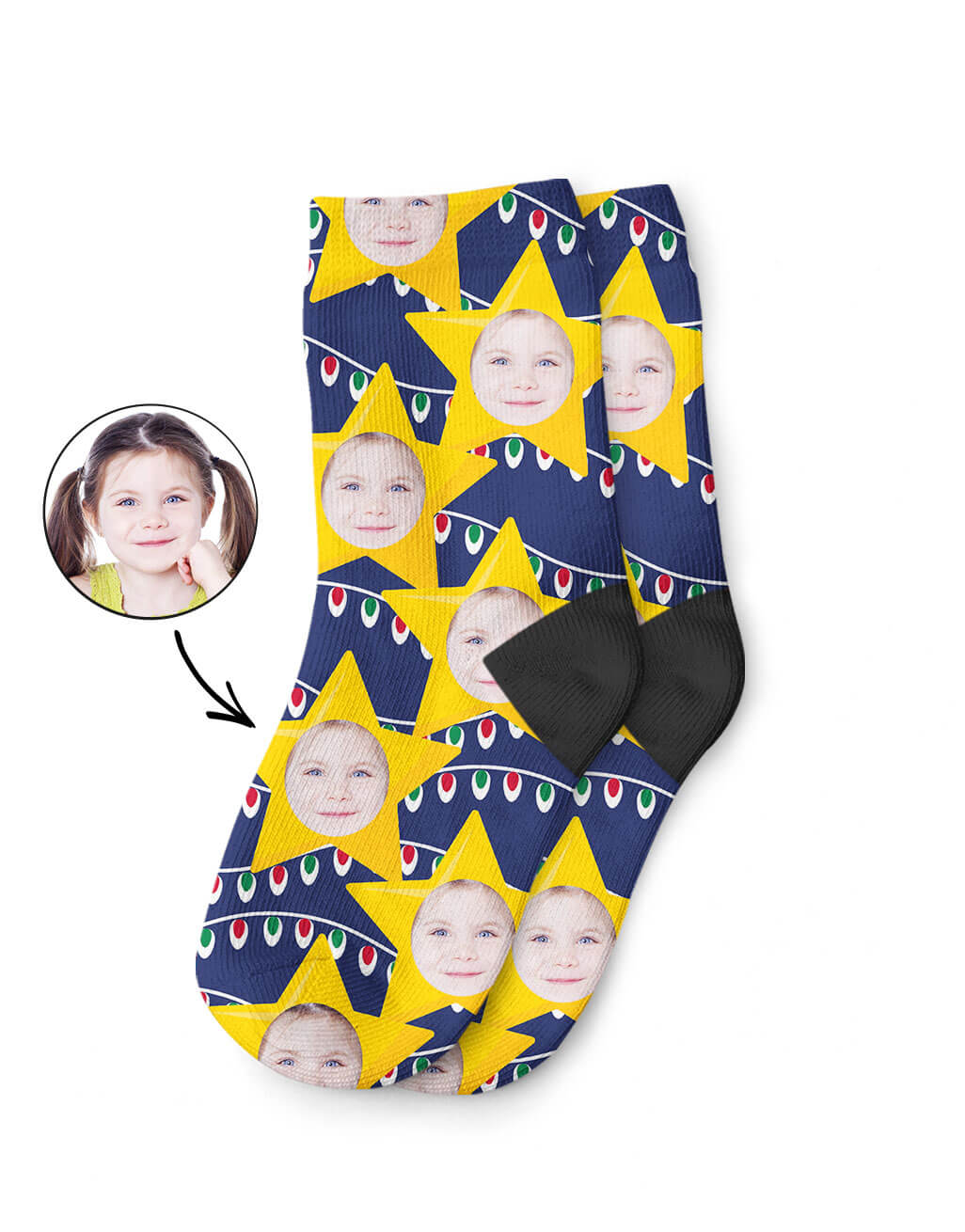 Navy Christmas Star Kids Socks