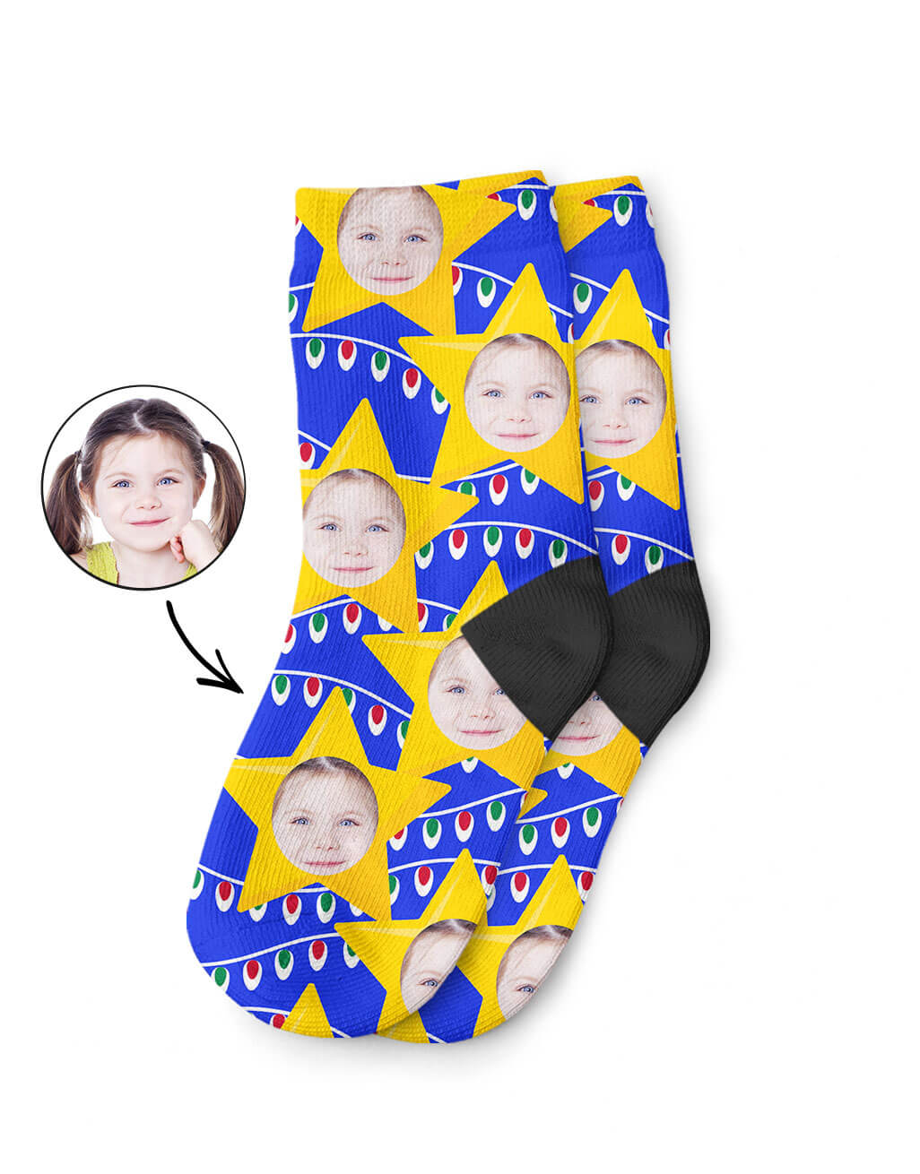 Royal Blue Christmas Star Kids Socks