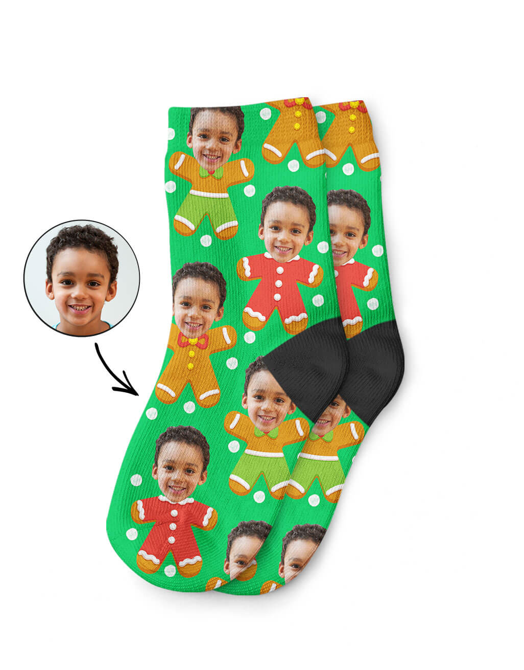 Gingerbread Me Kids Face Socks