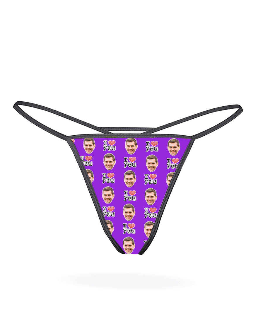 Purple I Heart You Thong