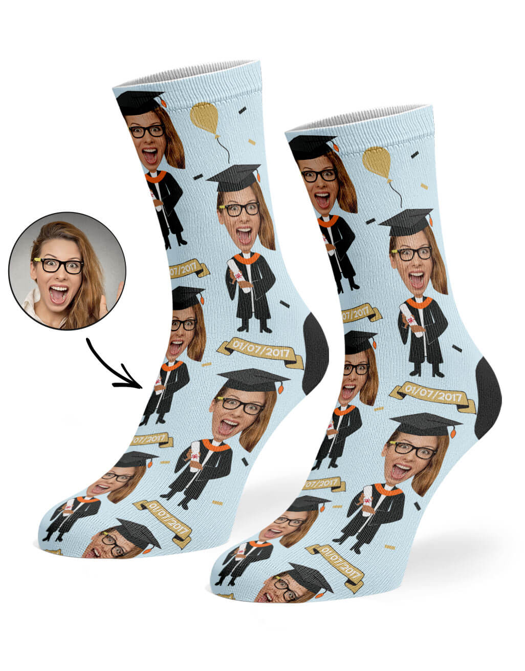 Custom Photo Graduation Socks