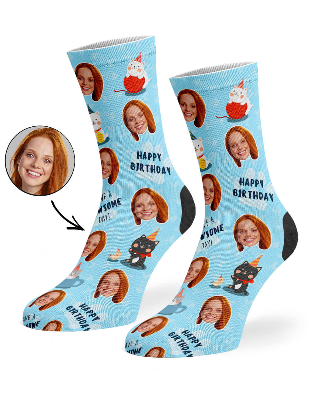 Custom Photo Pawsome Birthday Socks