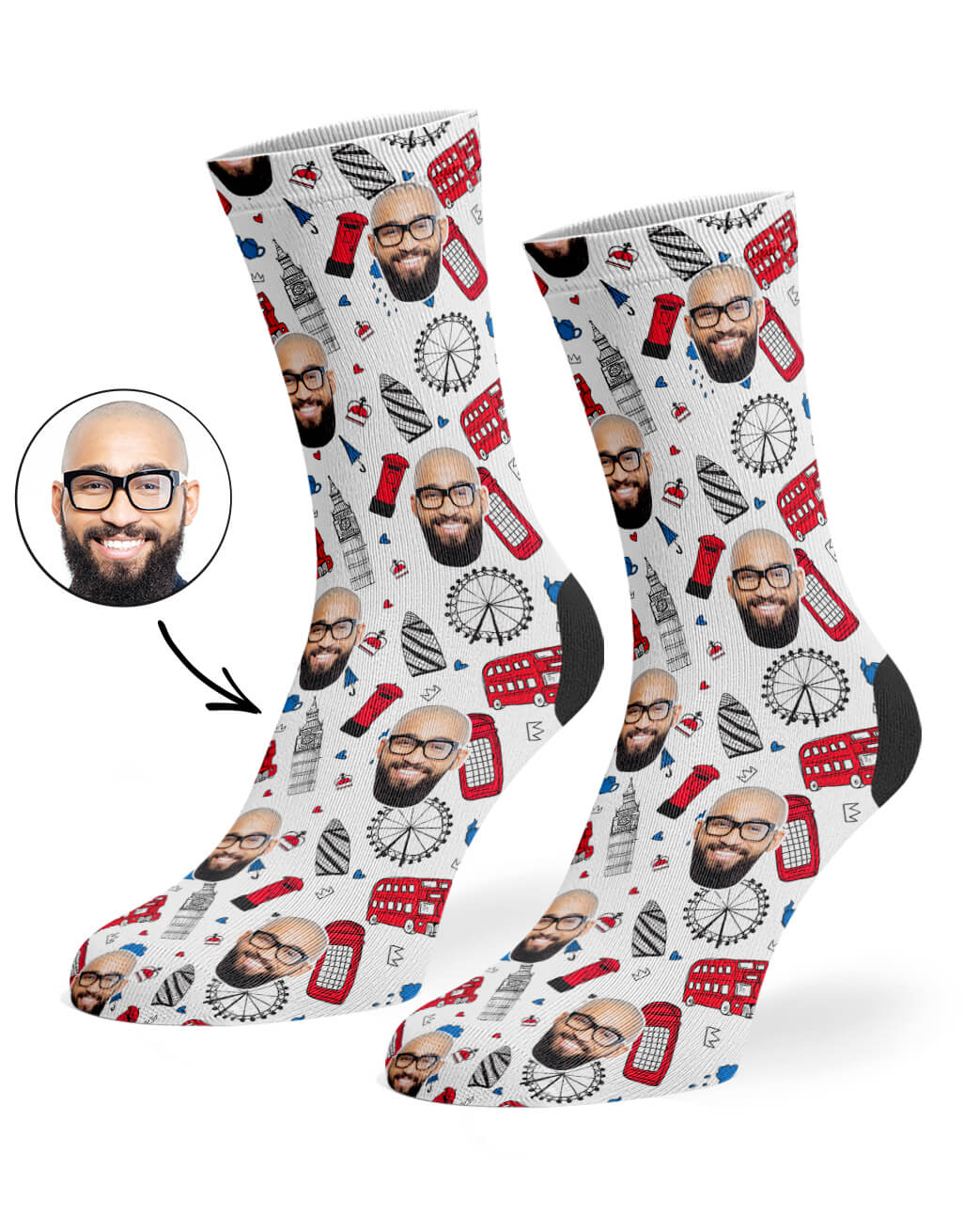 London Print Custom Photo Socks