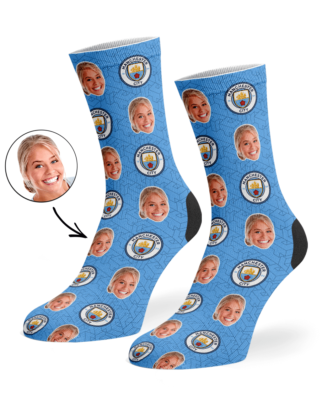 Personalised Man City Pattern Socks