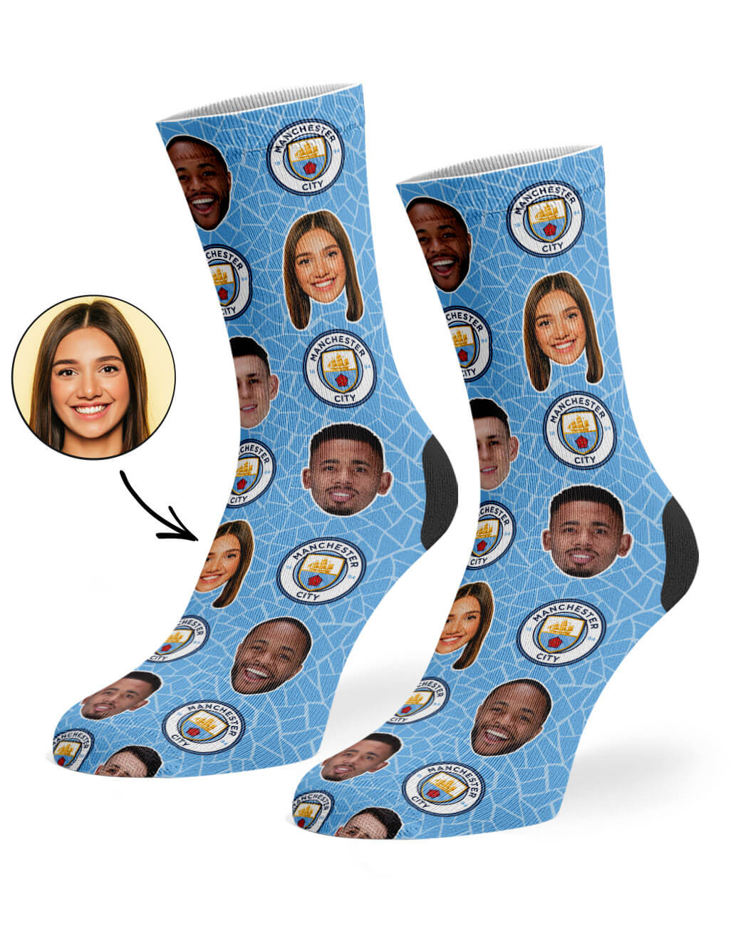 Personalised Man City Player Socks