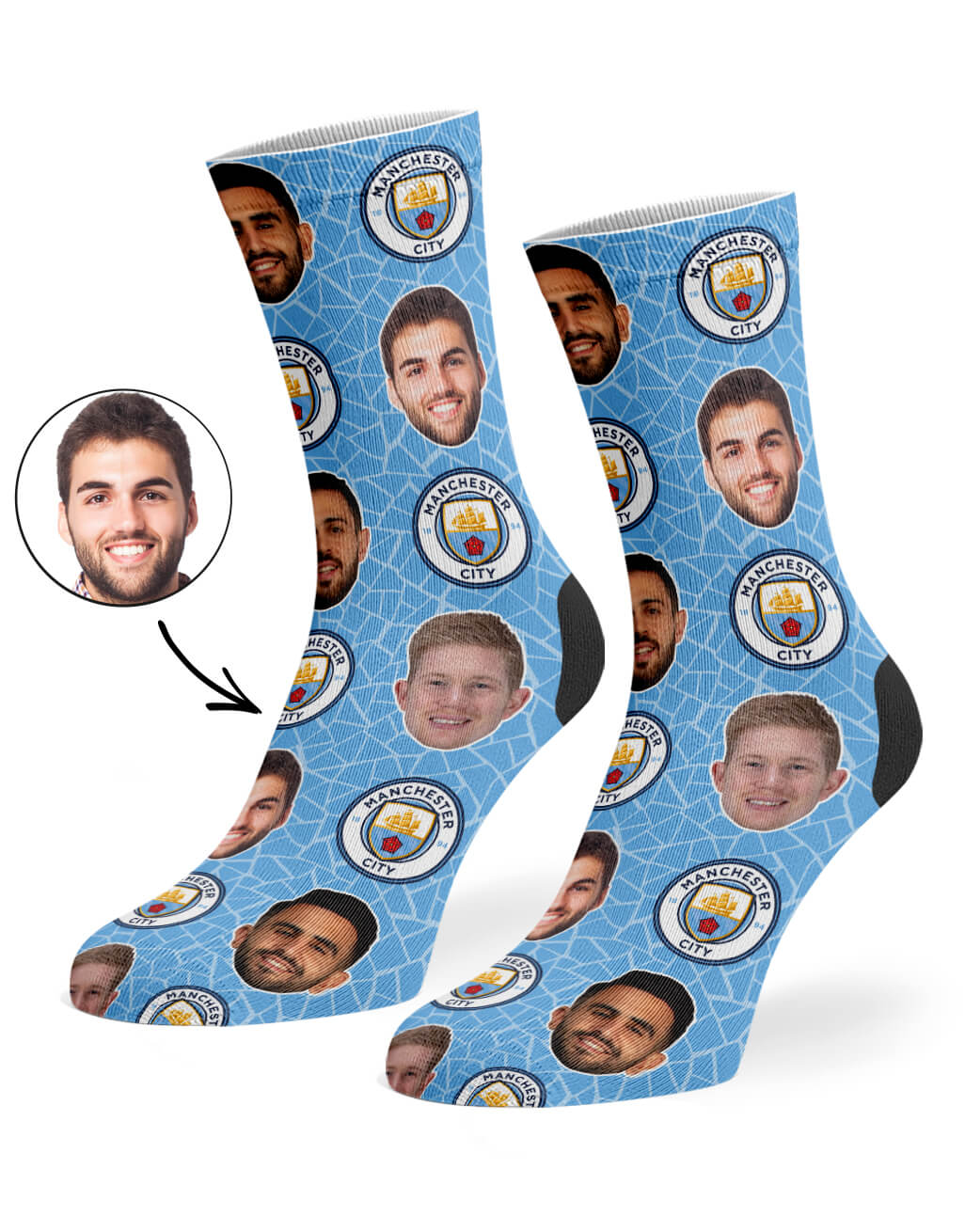 Man City Player Face Socks