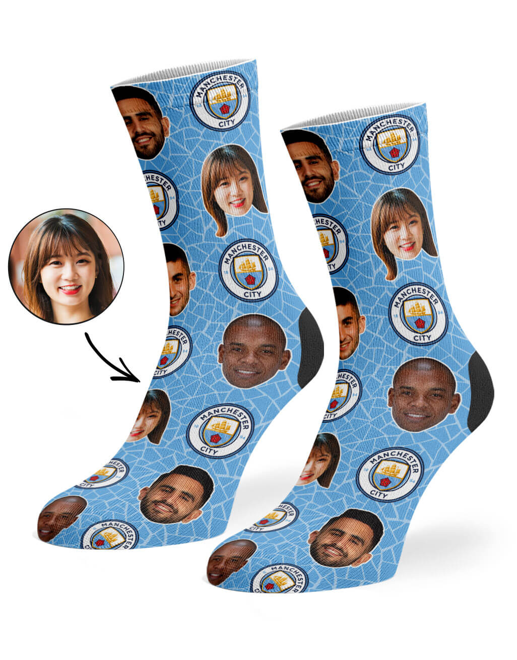 Man City Player Photo Socks