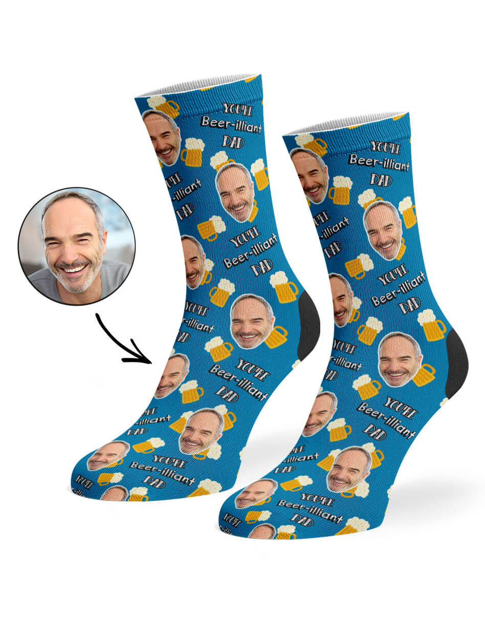 Beer-illiant Dad Socks With Your Own Photo