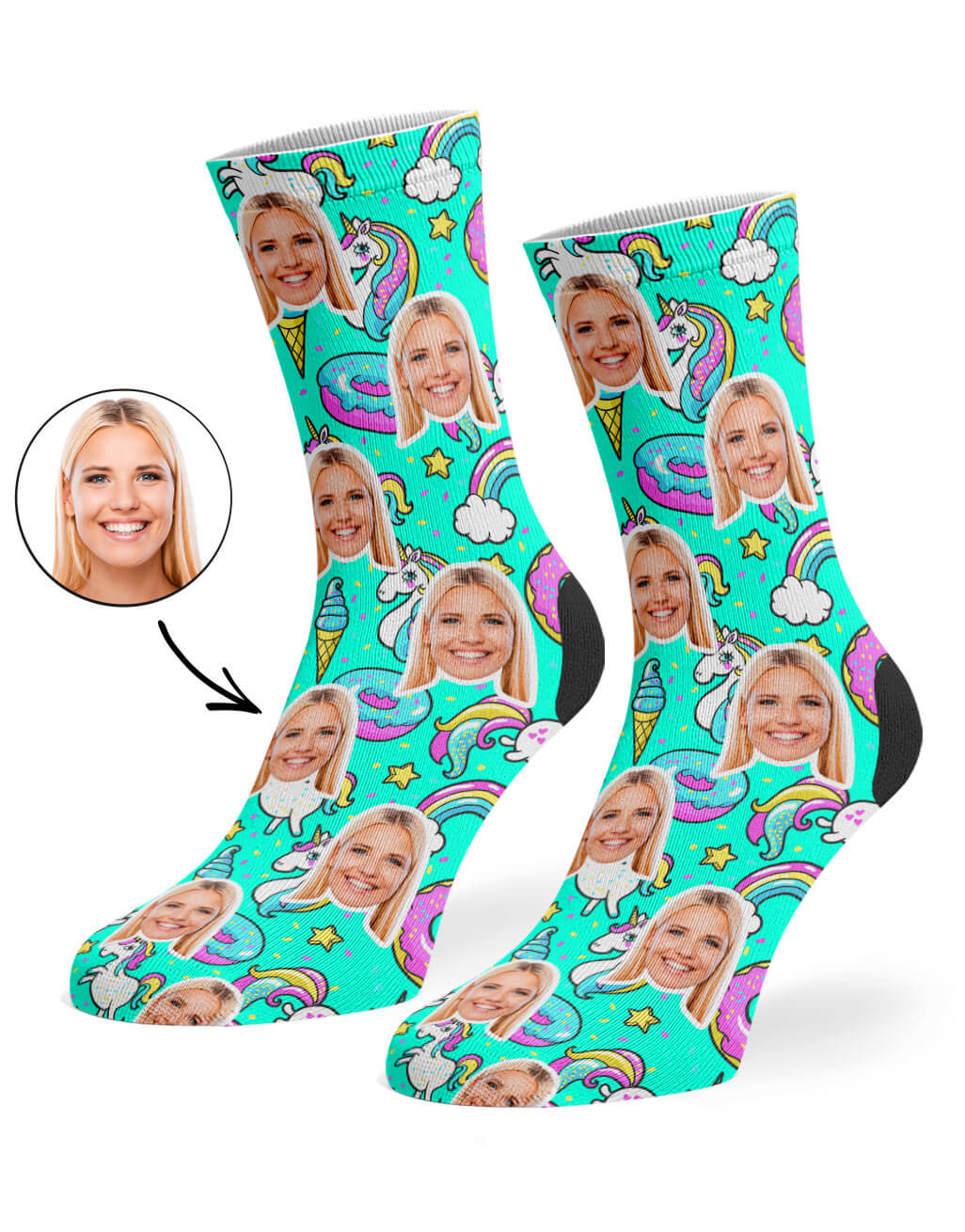 Mint Unicorn & Donut Socks