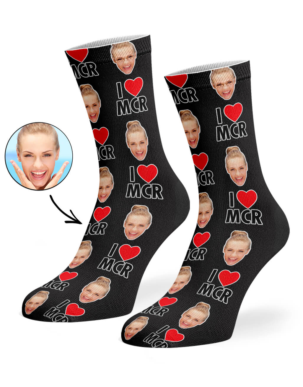 I Heart MCR Face Socks