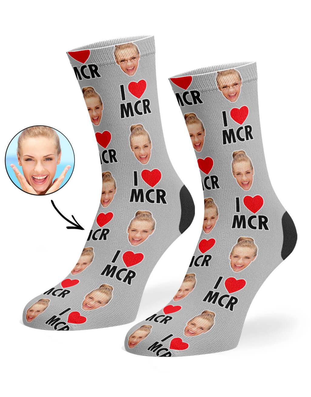 Face Print I Heart MCR Socks