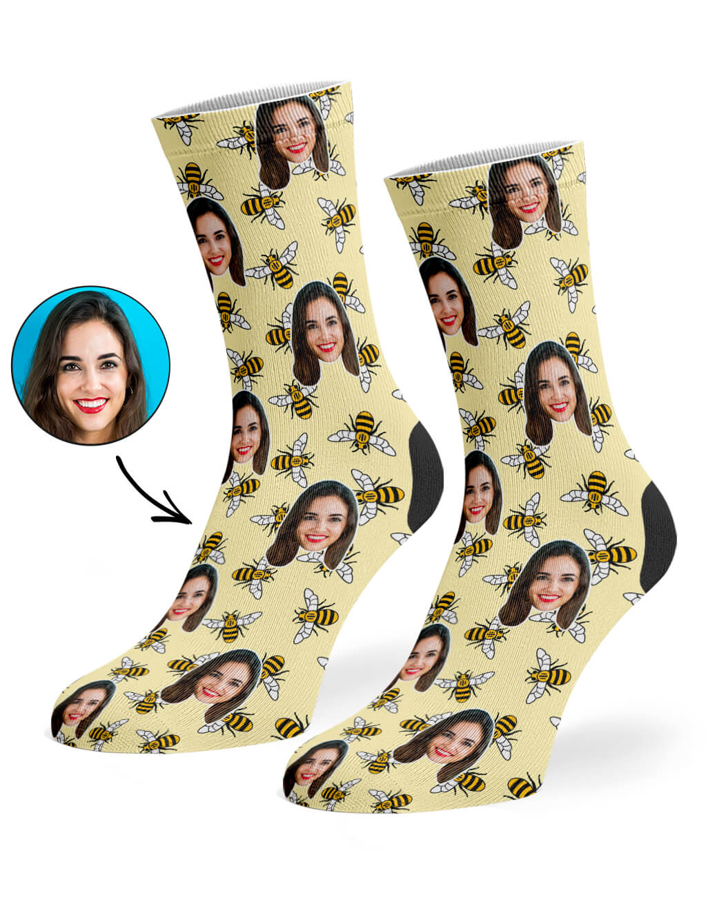 Manchester Bee Pattern Face Socks