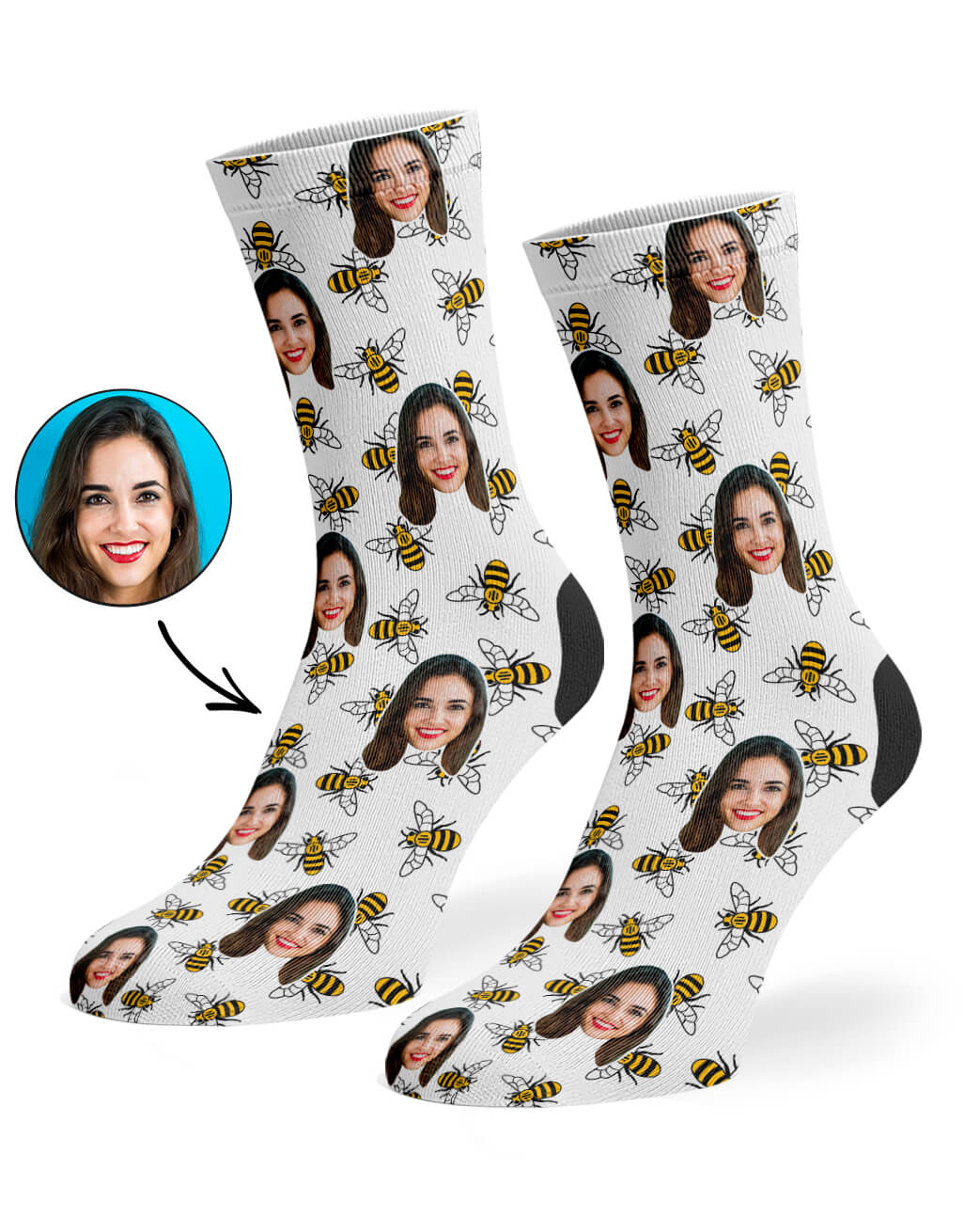 Custom Photo Manchester Bee Pattern Socks