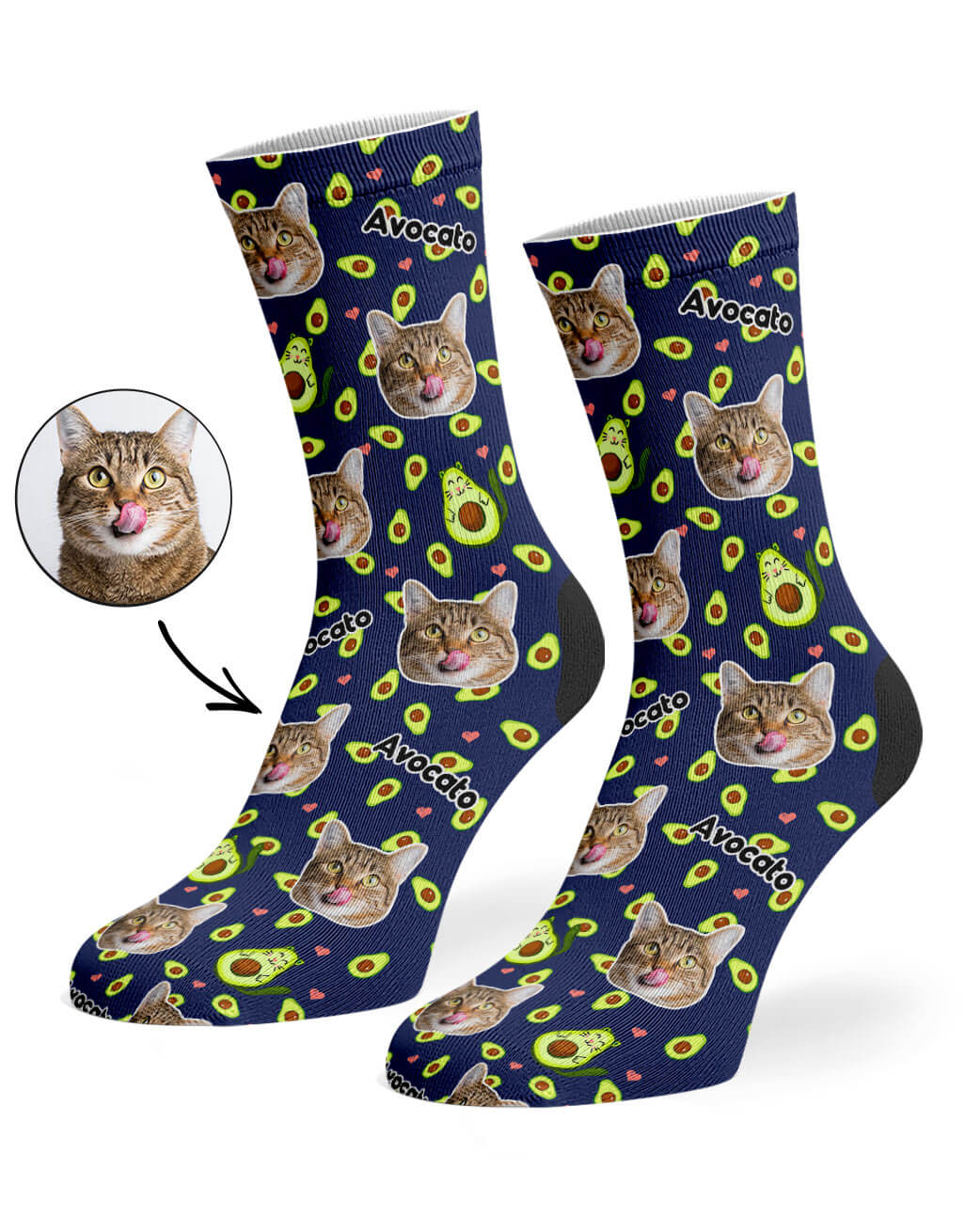 Your Cat's Face Avocato Socks