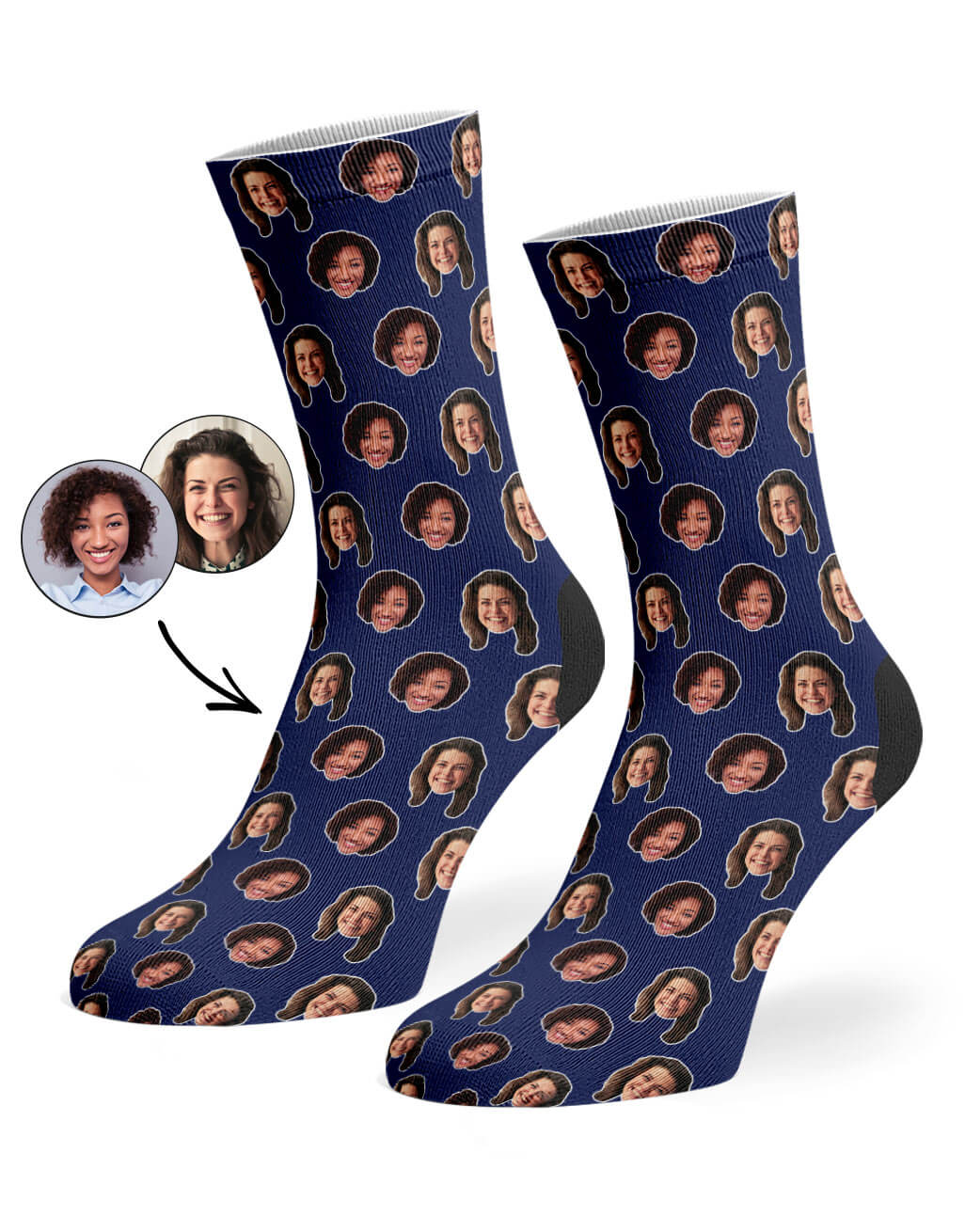 Navy Best Friend Face Pattern Socks