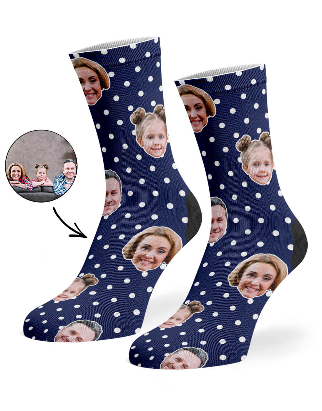 Family Faces On Polka Dot Socks