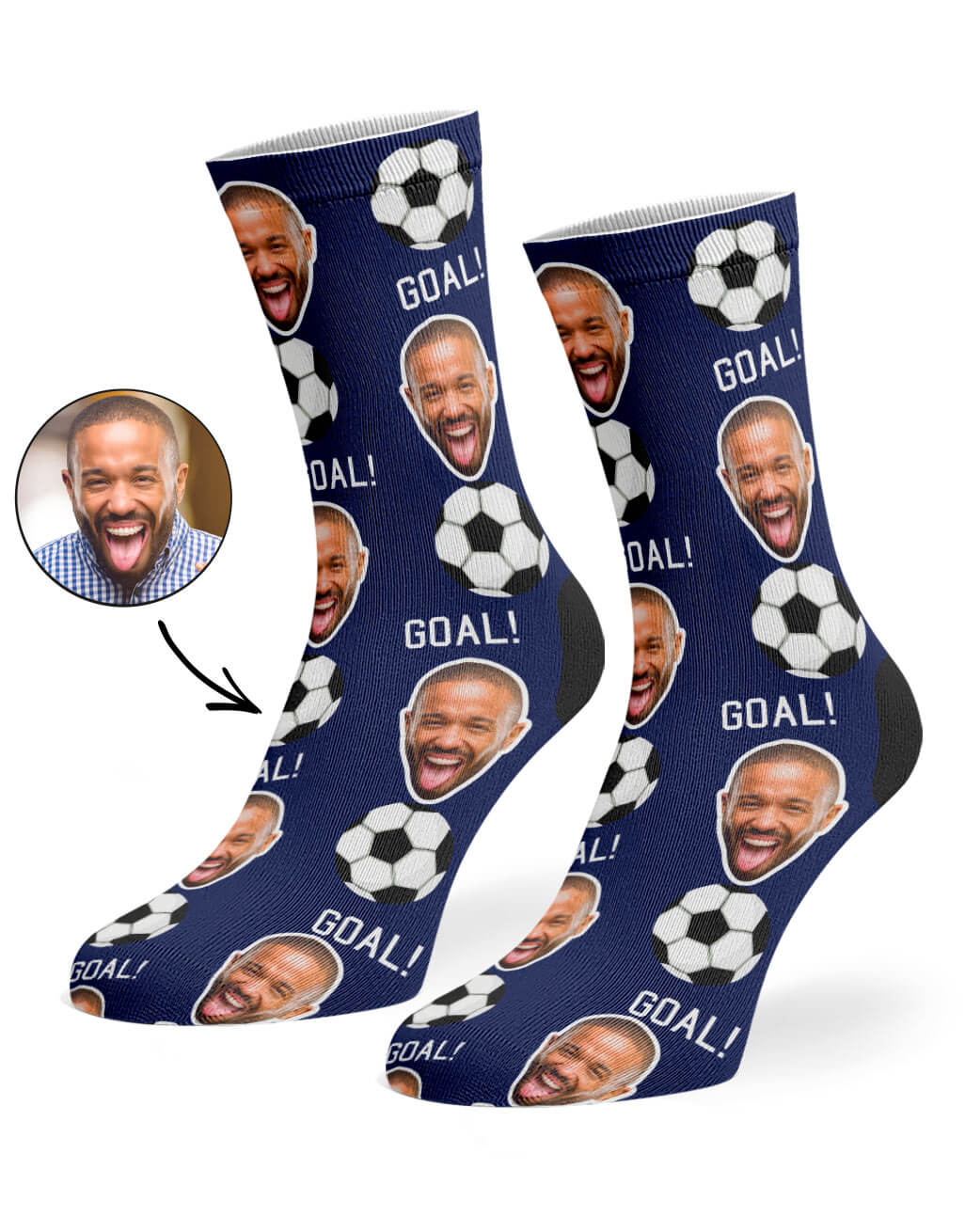 Navy Footy Face Socks