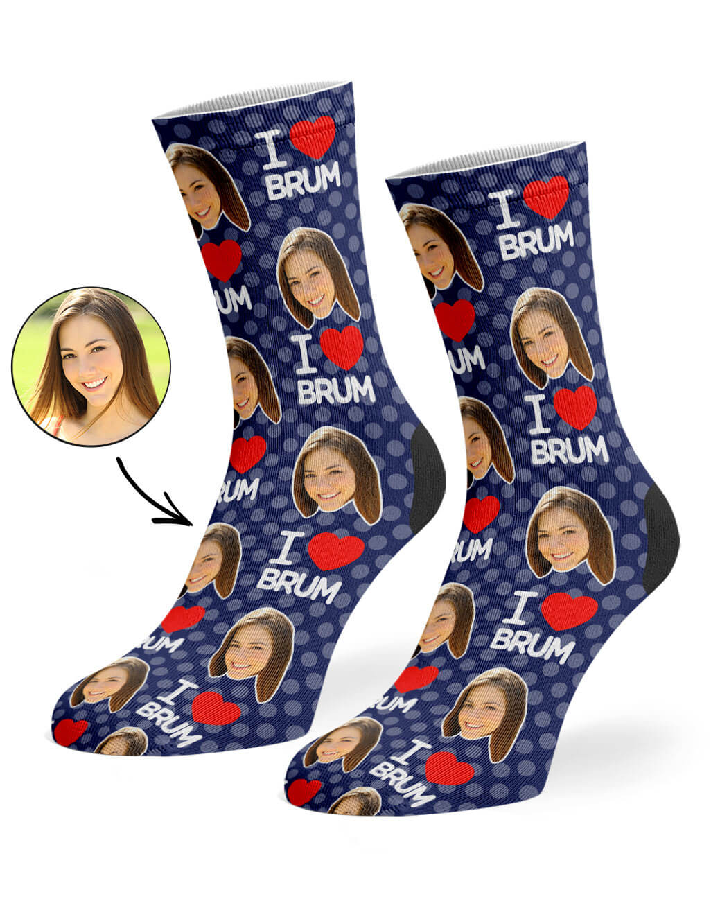 I Love Brum Face Socks