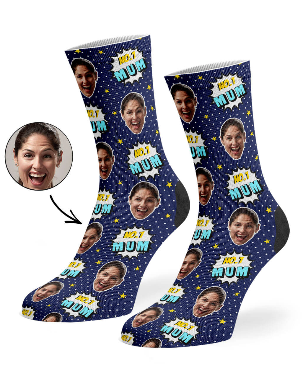 Number 1 Mum Socks With Her Face On