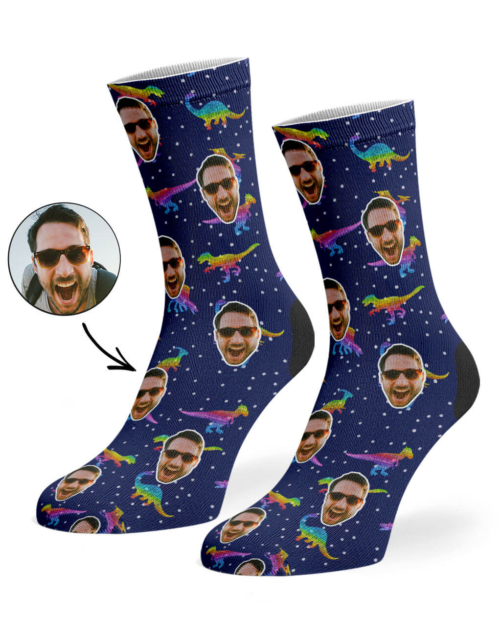 Rainbow Dinosaur Photo Socks