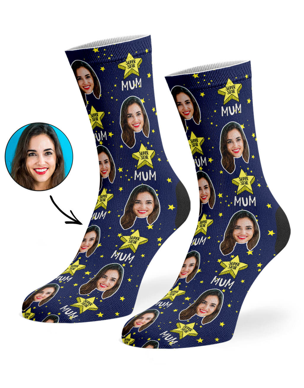 Her Photo On Super Star Mum Socks