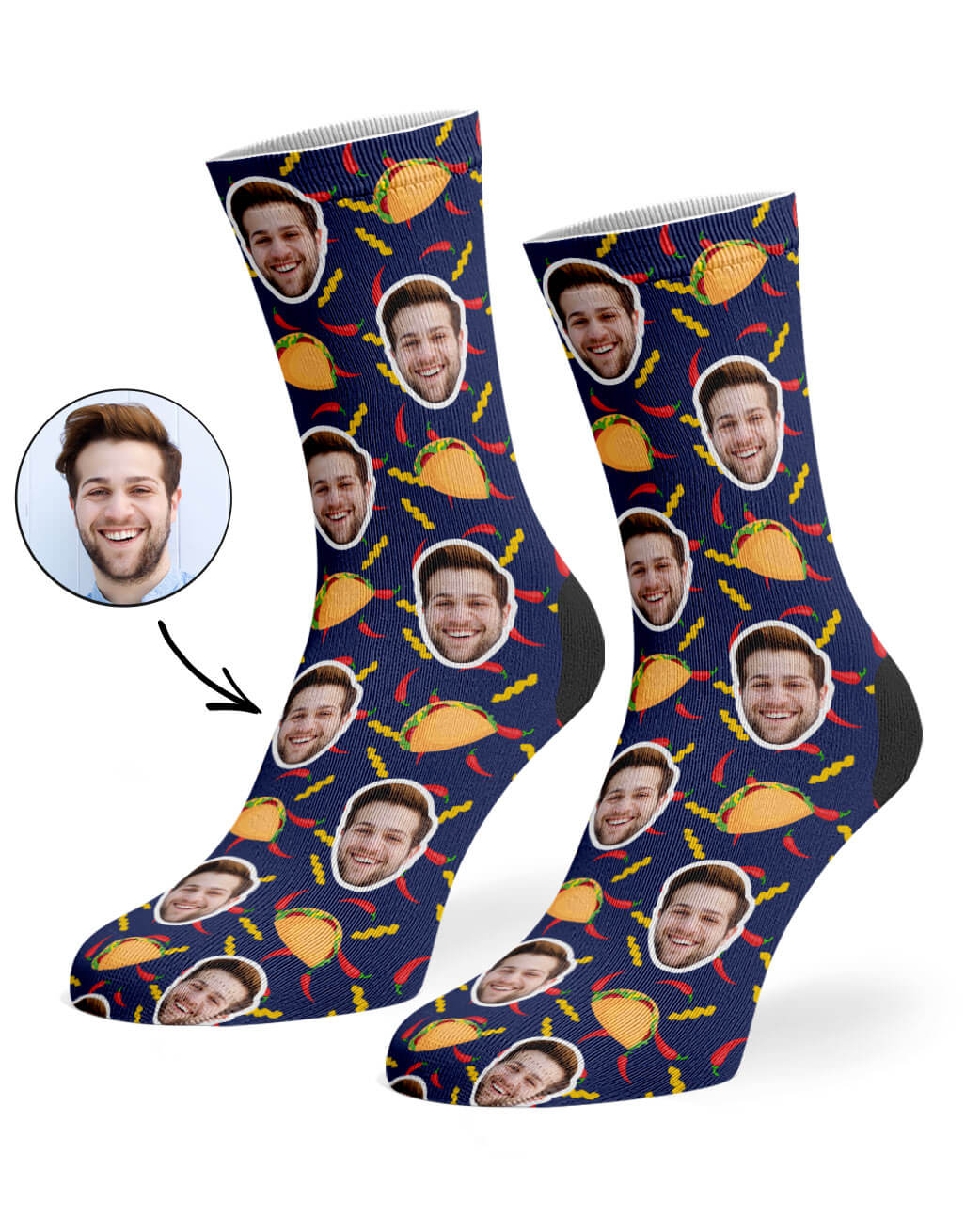 Navy Taco Face Socks