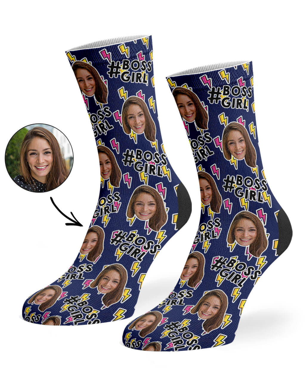 Navy Boss Girl Socks