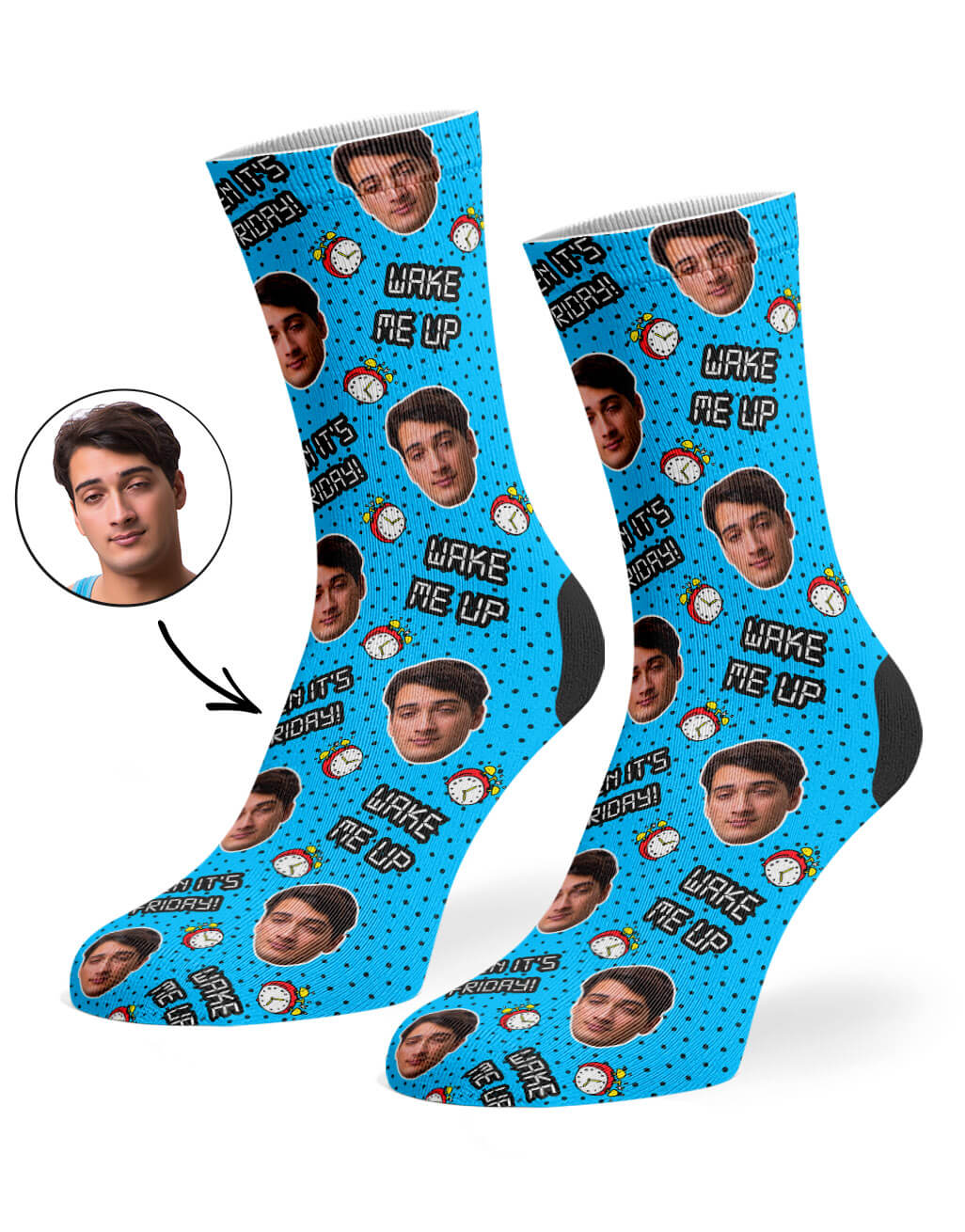 Wake Me Up When It's Friday Face Socks