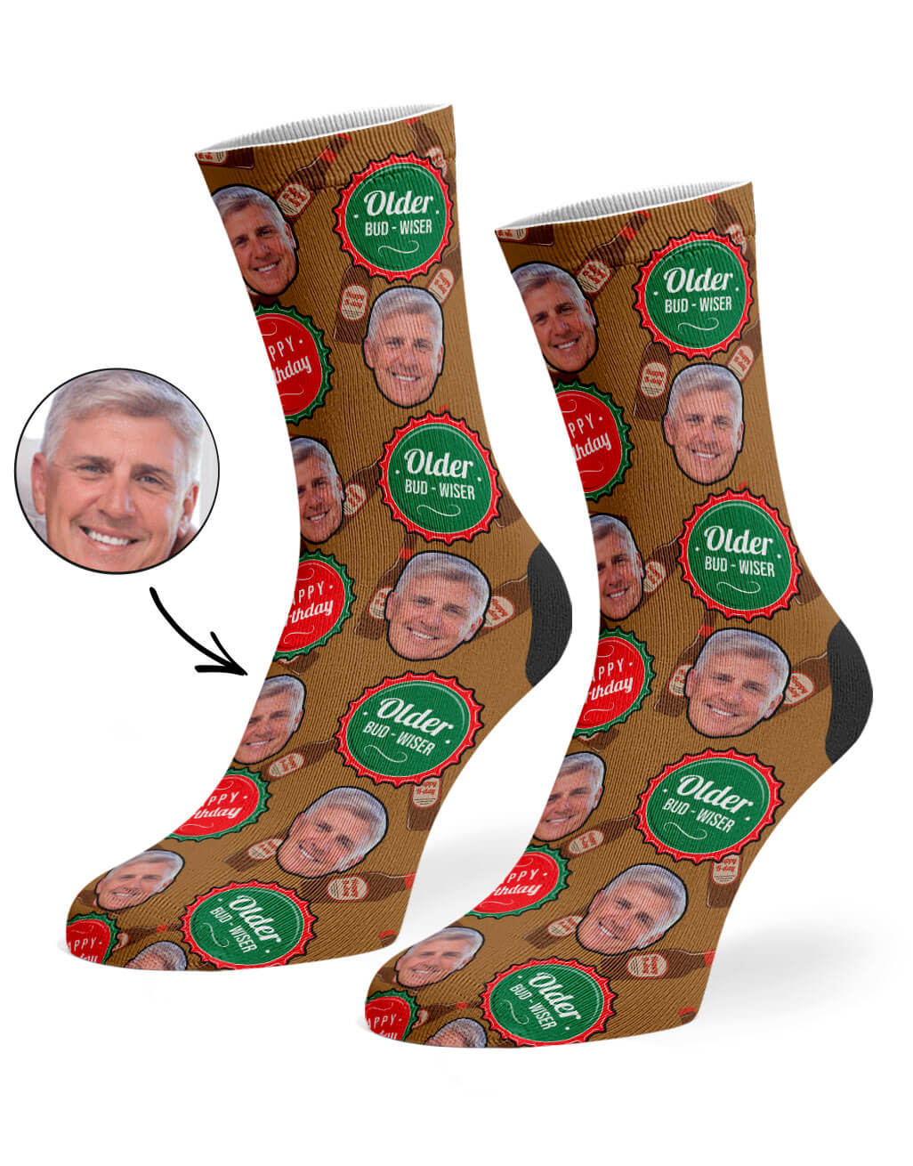 Personalised Older Bud-Wiser Birthday Socks