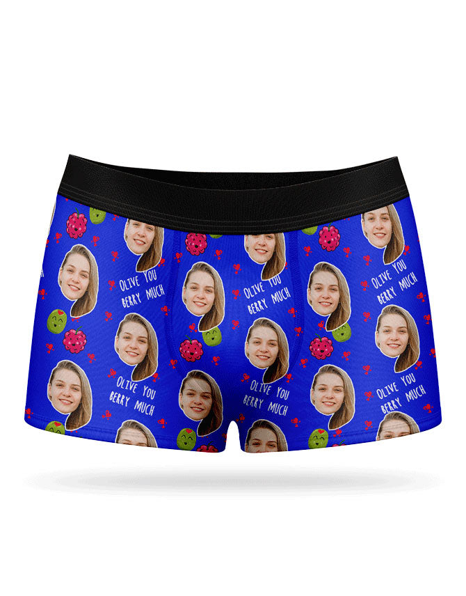 Olive You Berry Much Boxer Shorts With Photo On