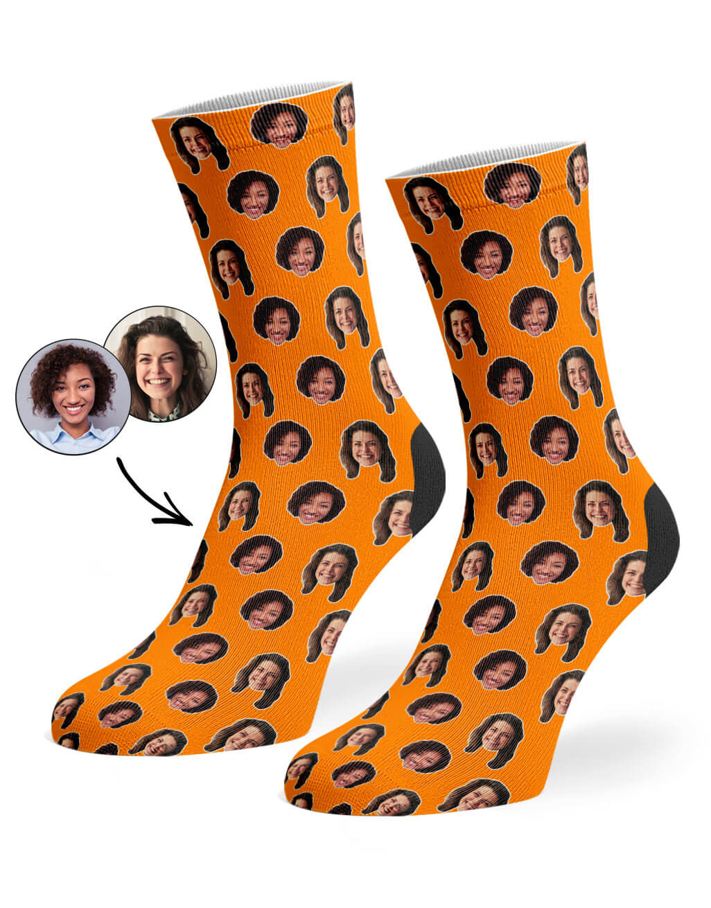 Orange Best Friend Face Pattern Socks