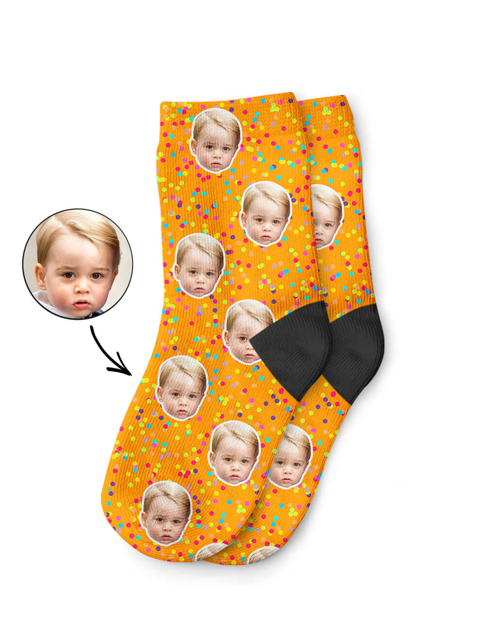 Your Photo On Colourful Kids Socks