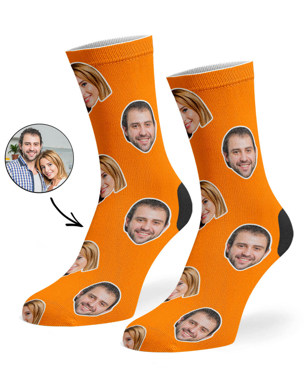 Orange Couple Face Socks