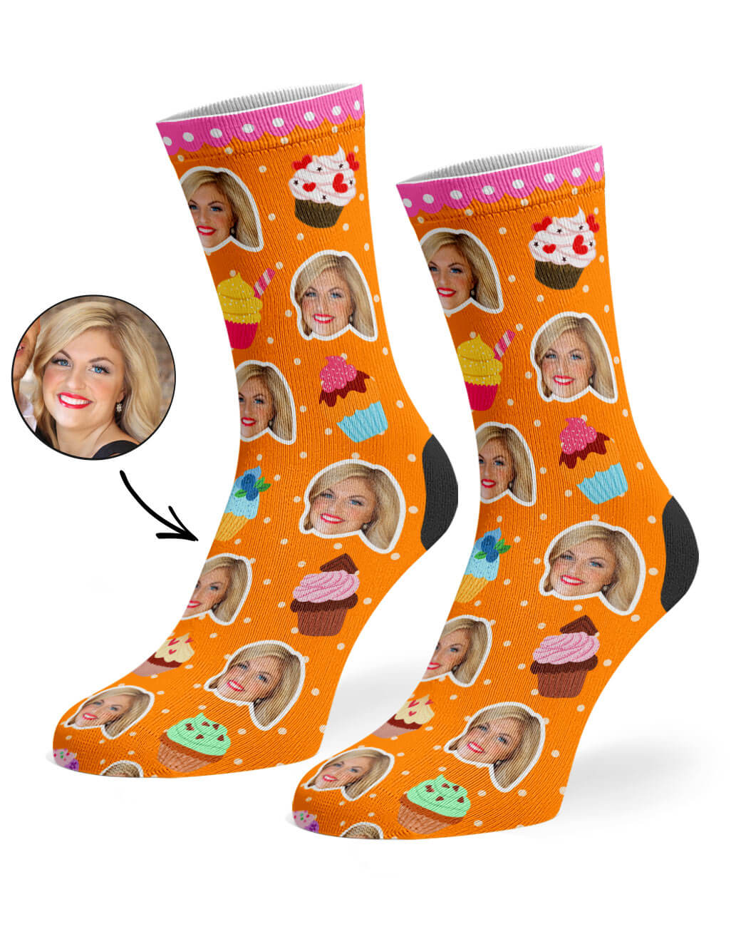 Custom Cupcake Face Socks Gift