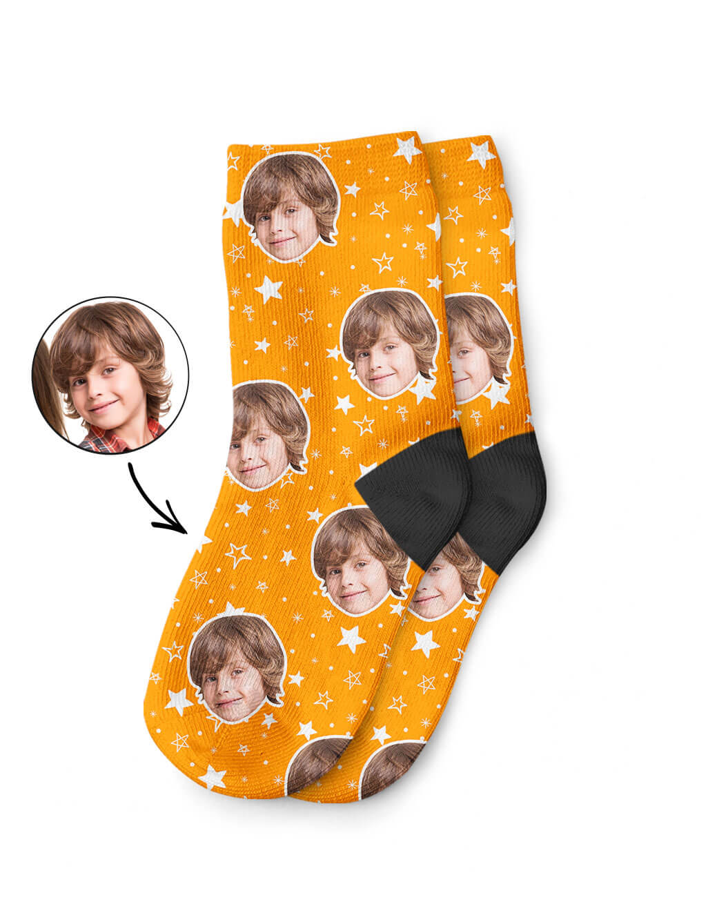 Face On Star Pattern Kids Socks