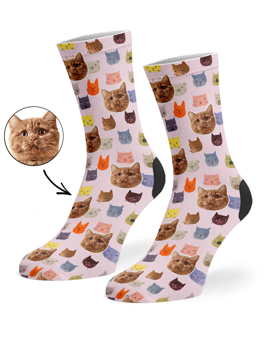 Watercolour Cat Socks With Face On