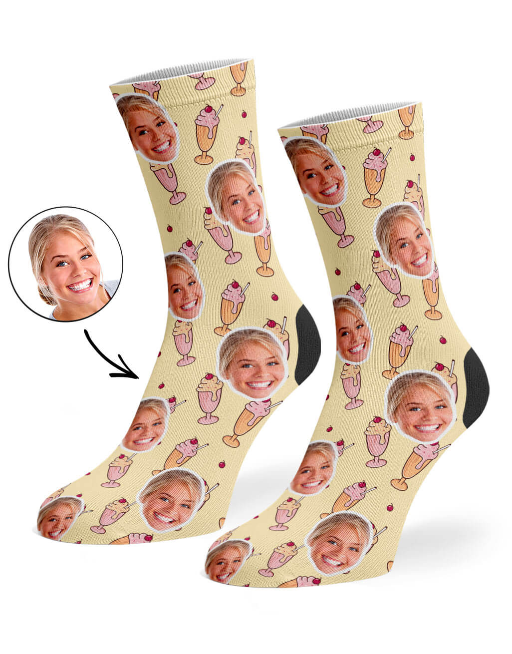 Sundae Face Socks With Your Photo On