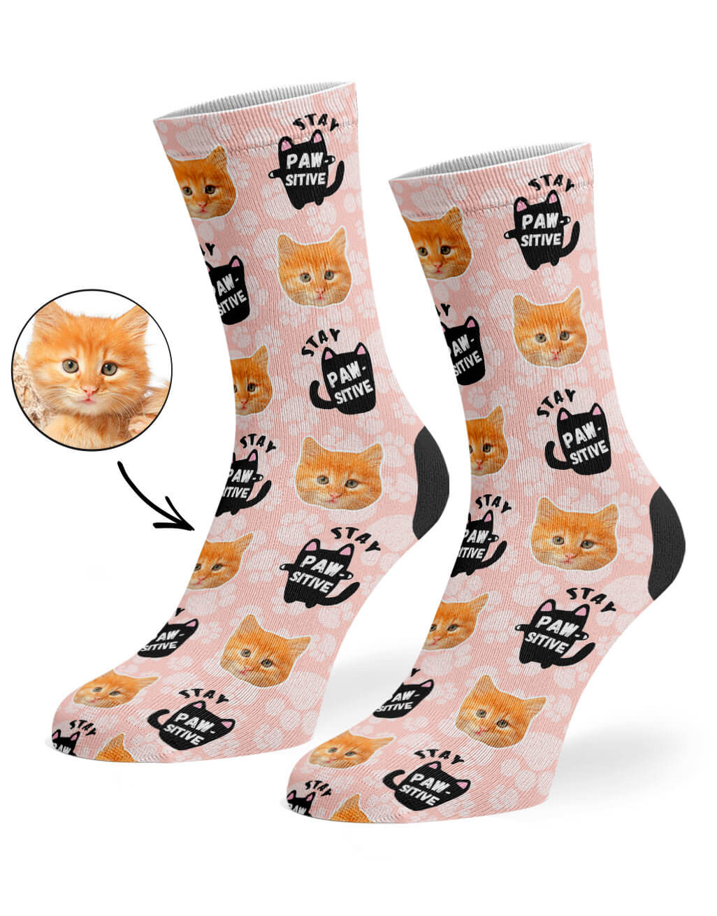 Custom Photo Stay Pawsitive Socks