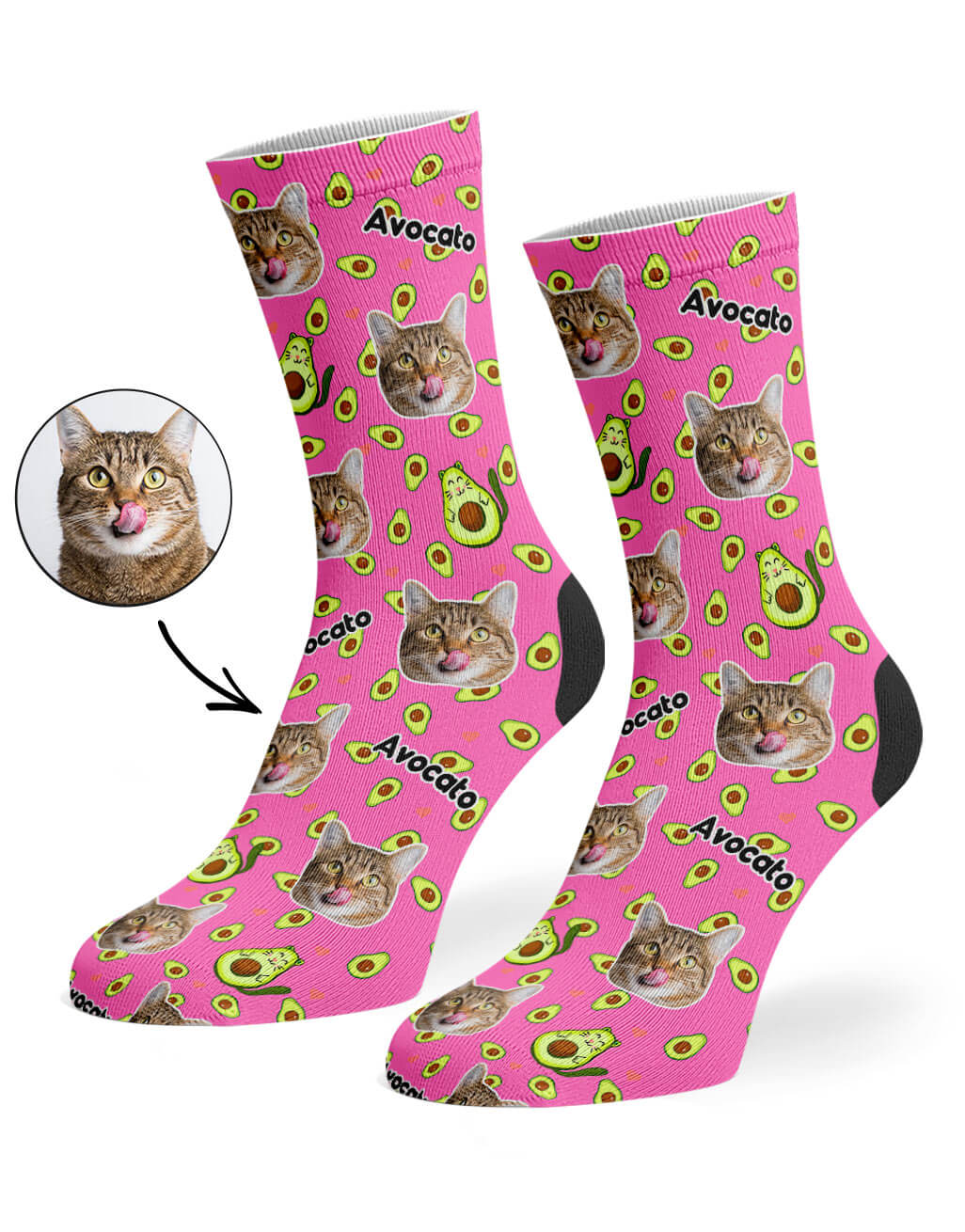 Avocato Cat Face Socks