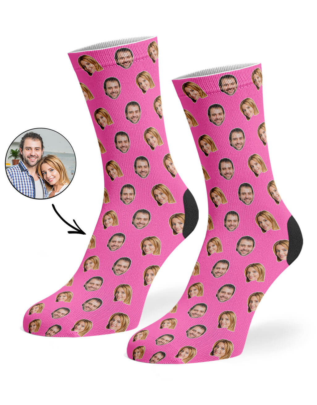 Personalised Couples Face Pattern Socks