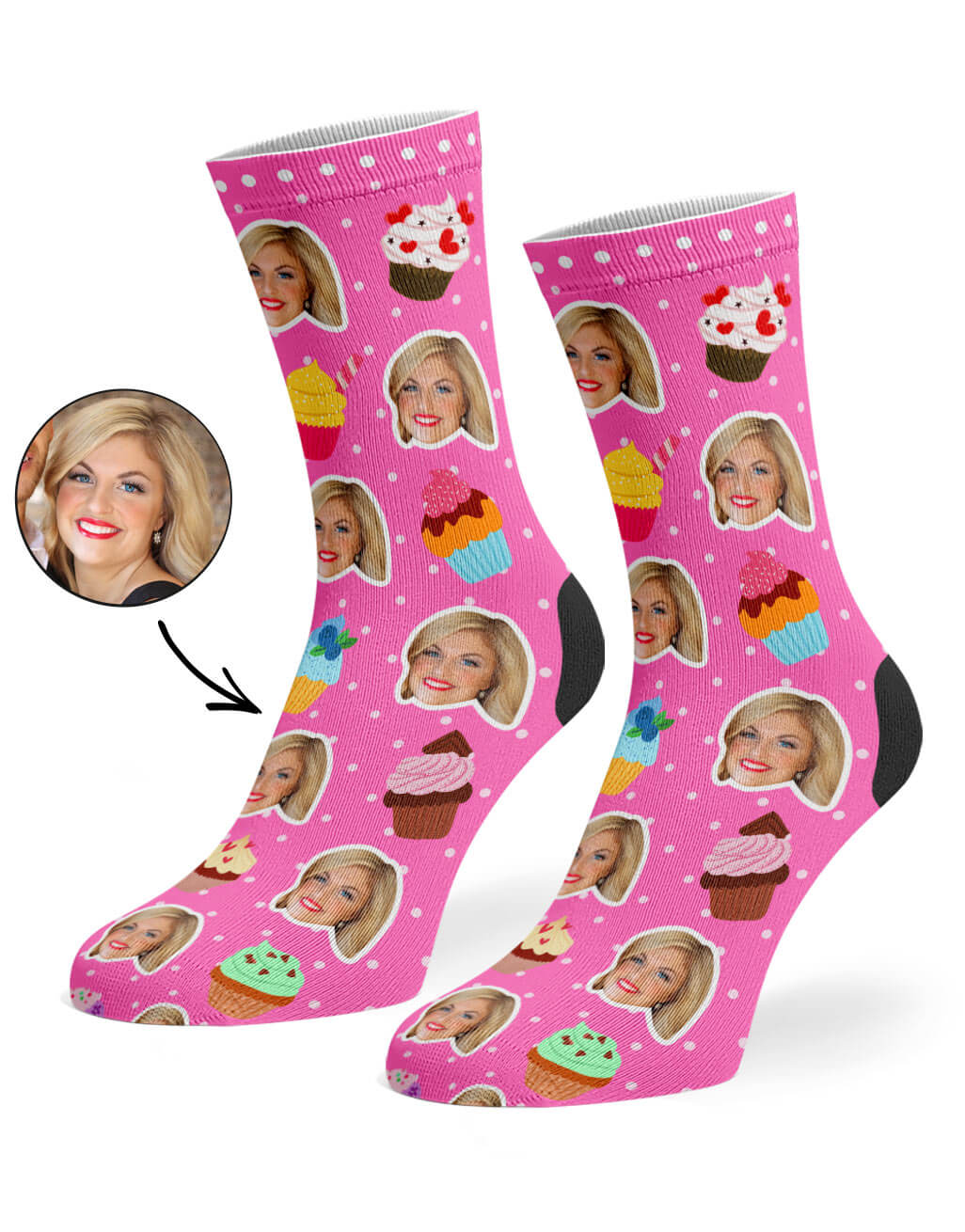 Customisable Cupcake Face Socks