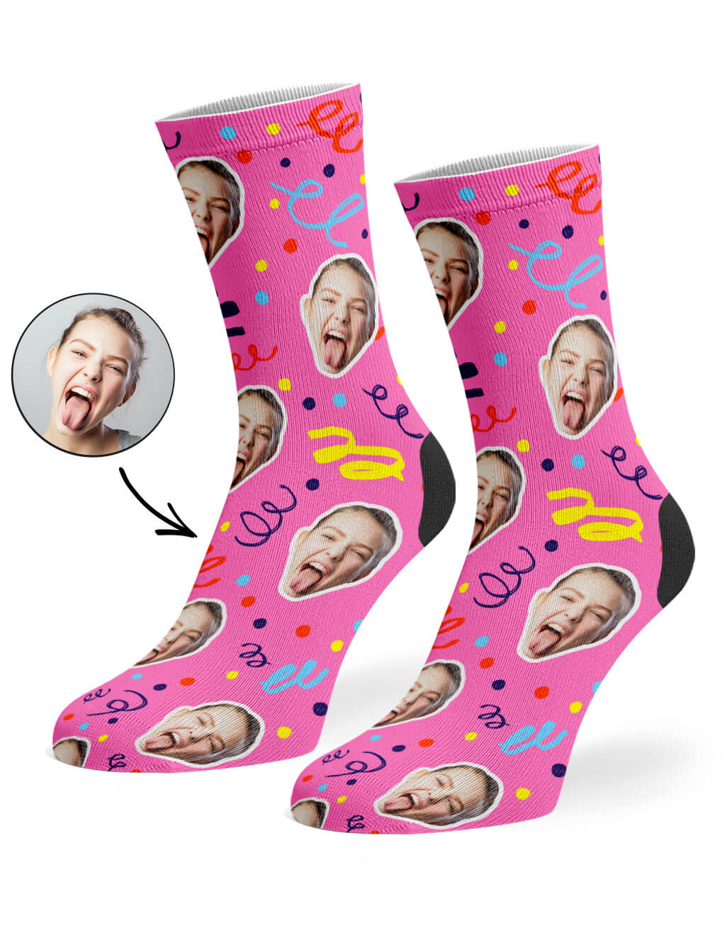 Pink Happy Birthday Confetti Socks