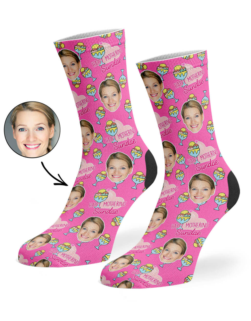 Pink Happy Mothering Sundae Socks