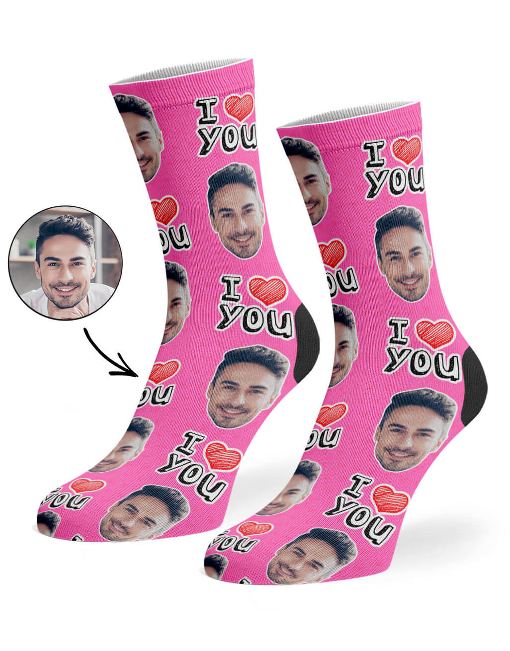 Pink I Heart You Socks