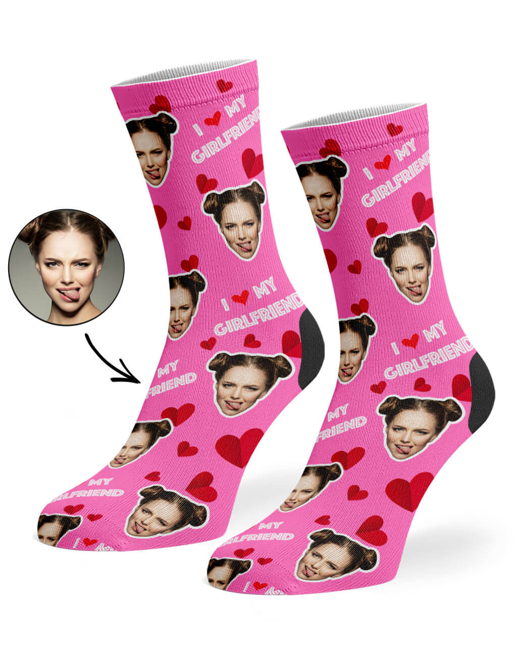 I Love My Girlfriend Socks With Face On