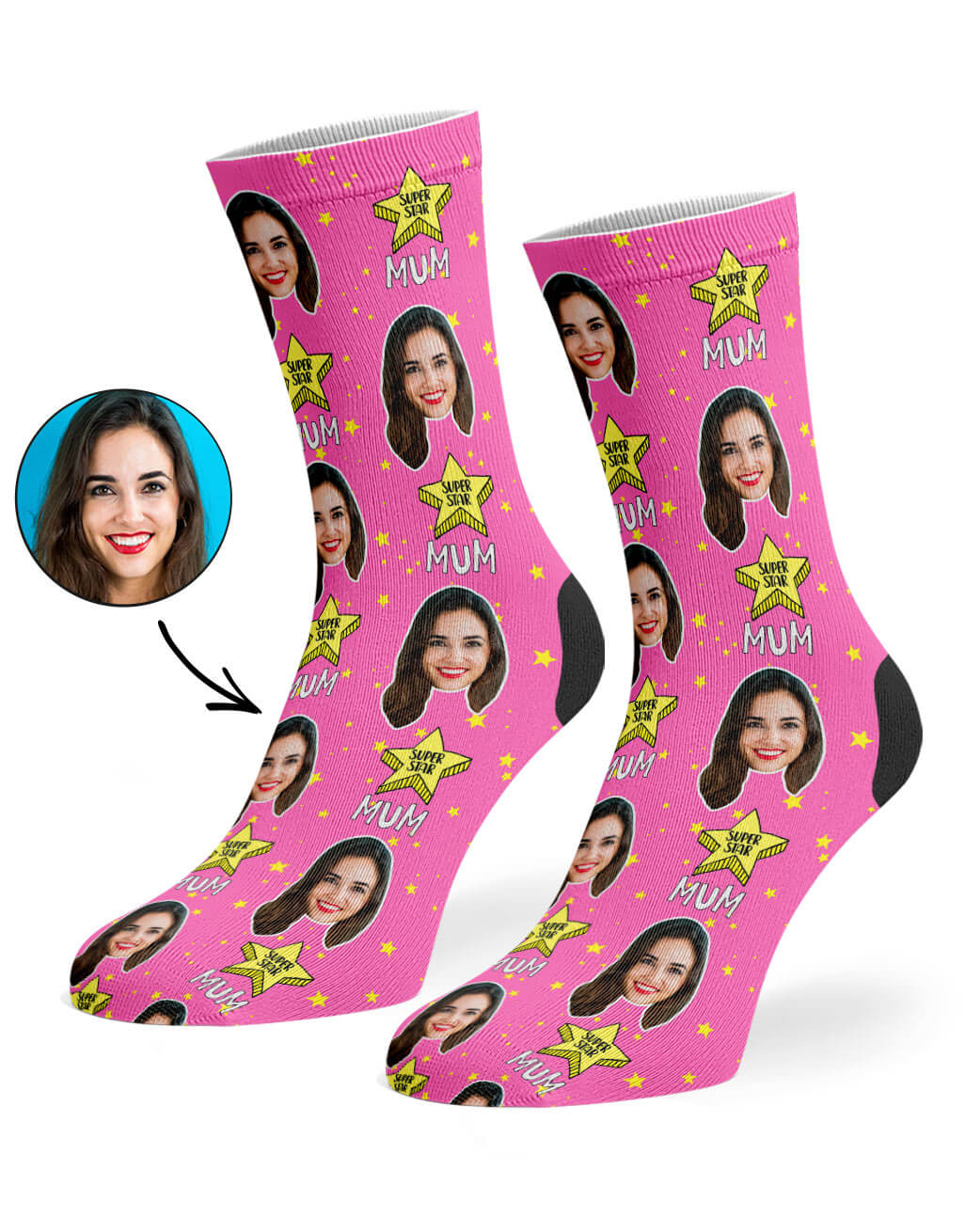 Super Star Mum Socks With Her Photo On