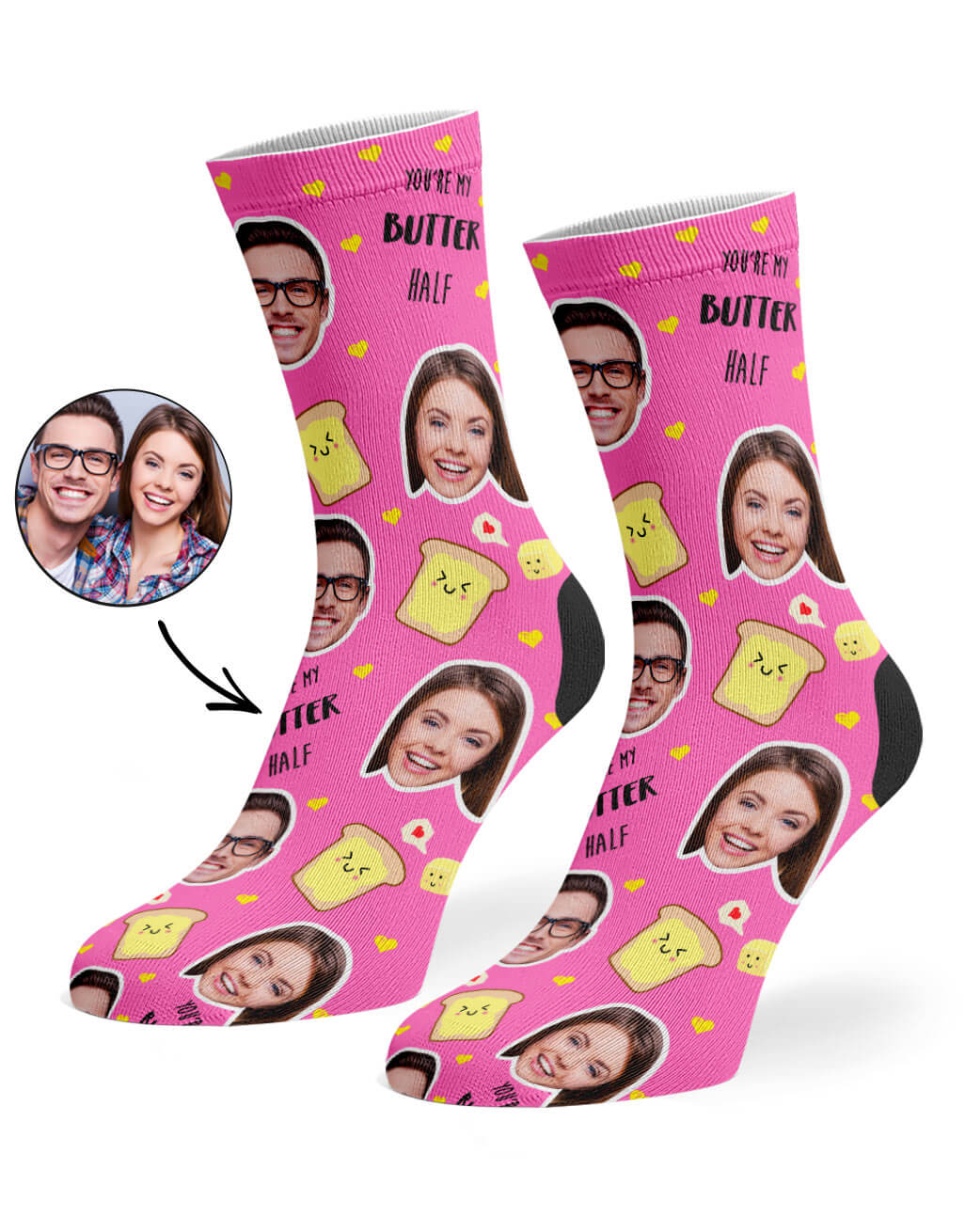 Pink You're My Butter Half Socks