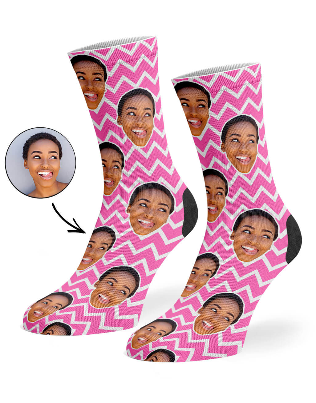 Zig Zag Face Pattern Photo Socks