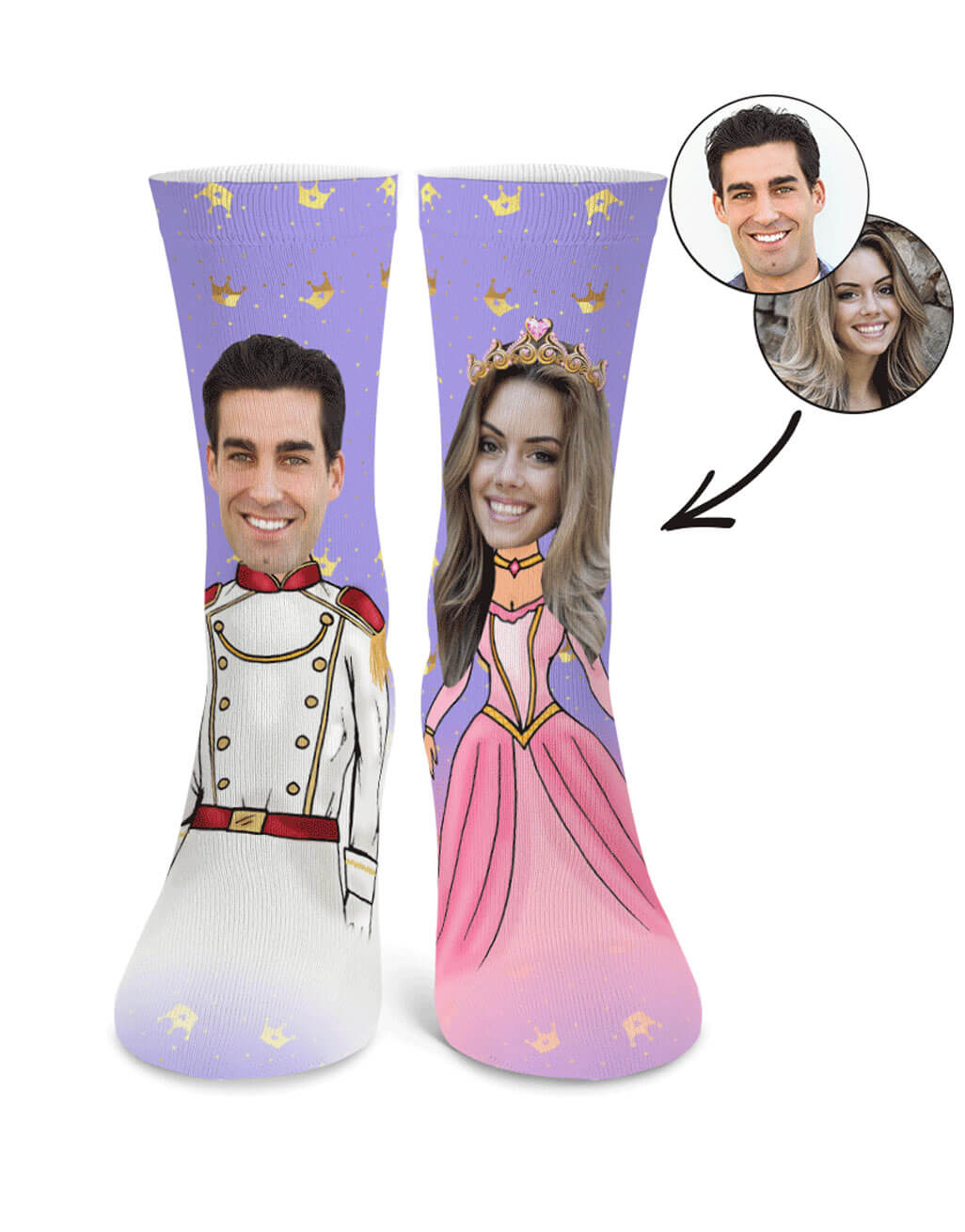 Couples Faces On Prince & Princess Me Socks