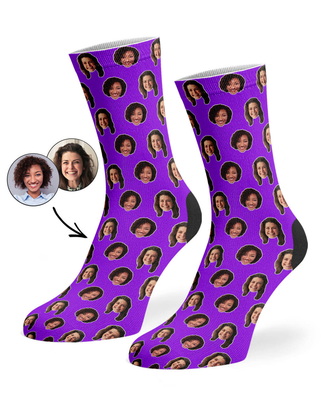 Purple Best Friend Face Pattern Socks